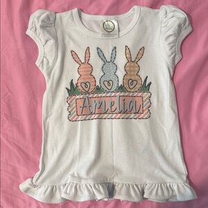 White Ruffle Sleeve Bunny T-Shirt